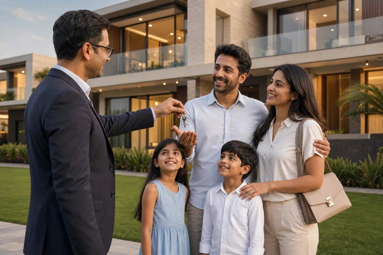 Altair Real Estate key handover — a family receiving the keys to their new home